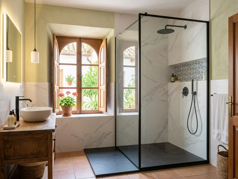 Baño de apartamento con plato de ducha