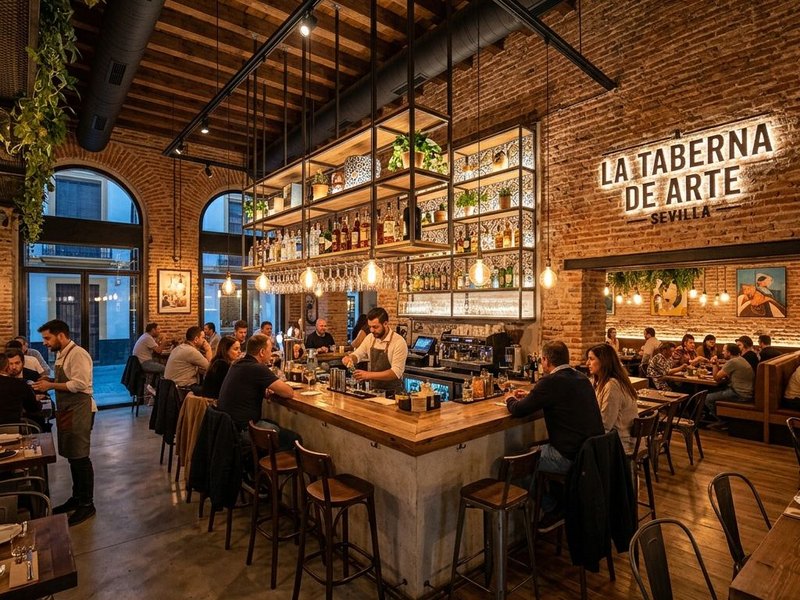 Restaurante reformado con barra y comedor en Sevilla