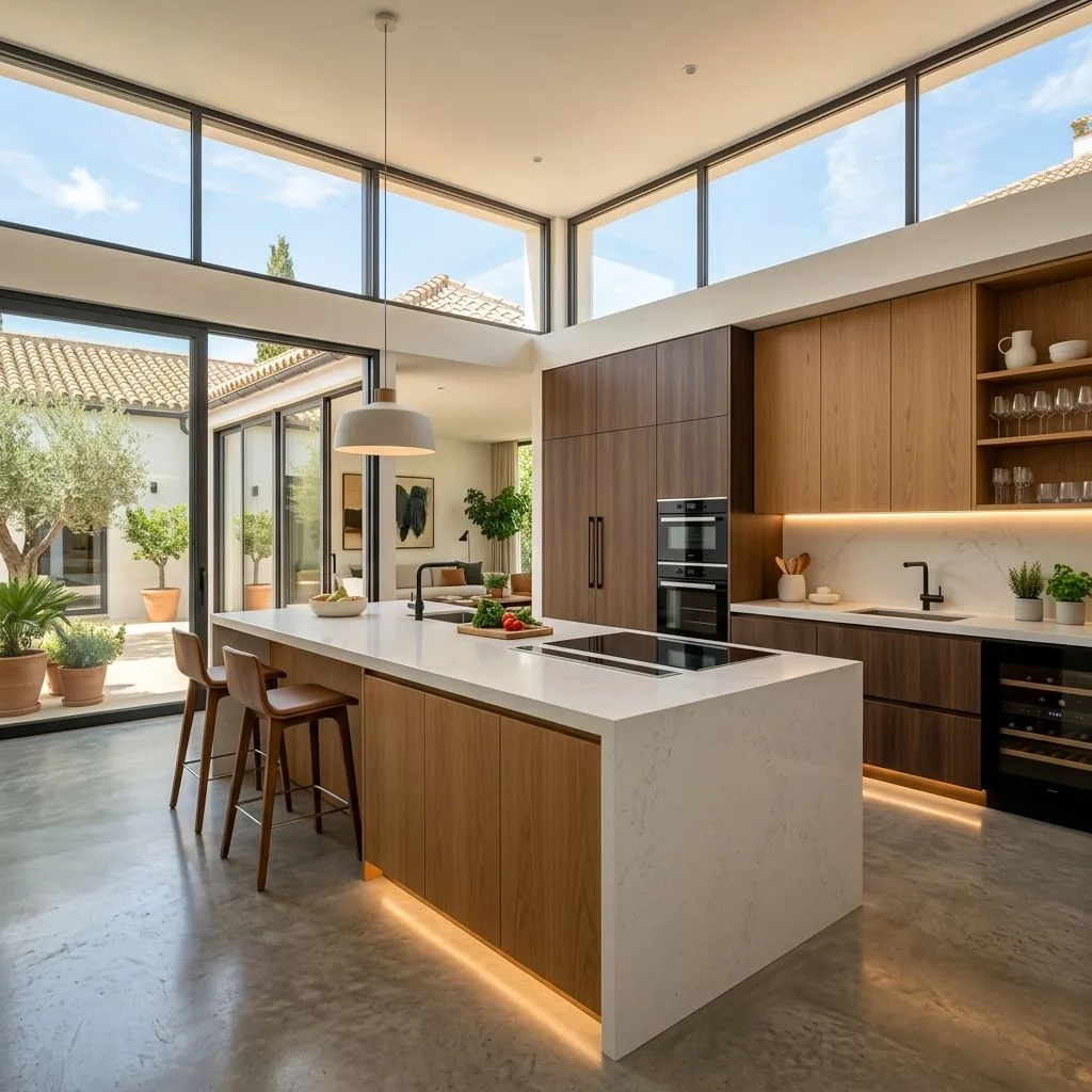 Cocina reformada con muebles a medida y encimera nueva en Sevilla